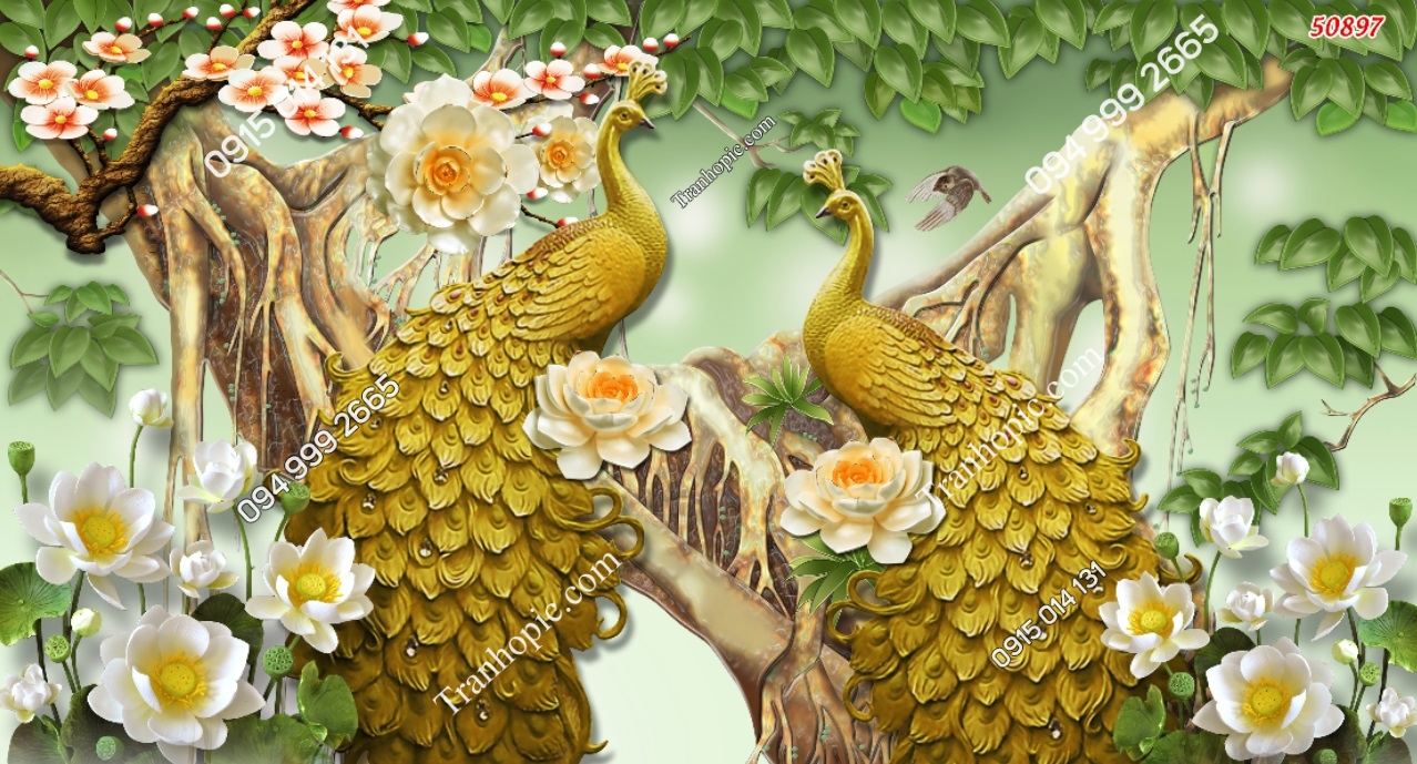 Tranh dán tường phu thê viên mãn phòng ngủ vợ chồng 50897