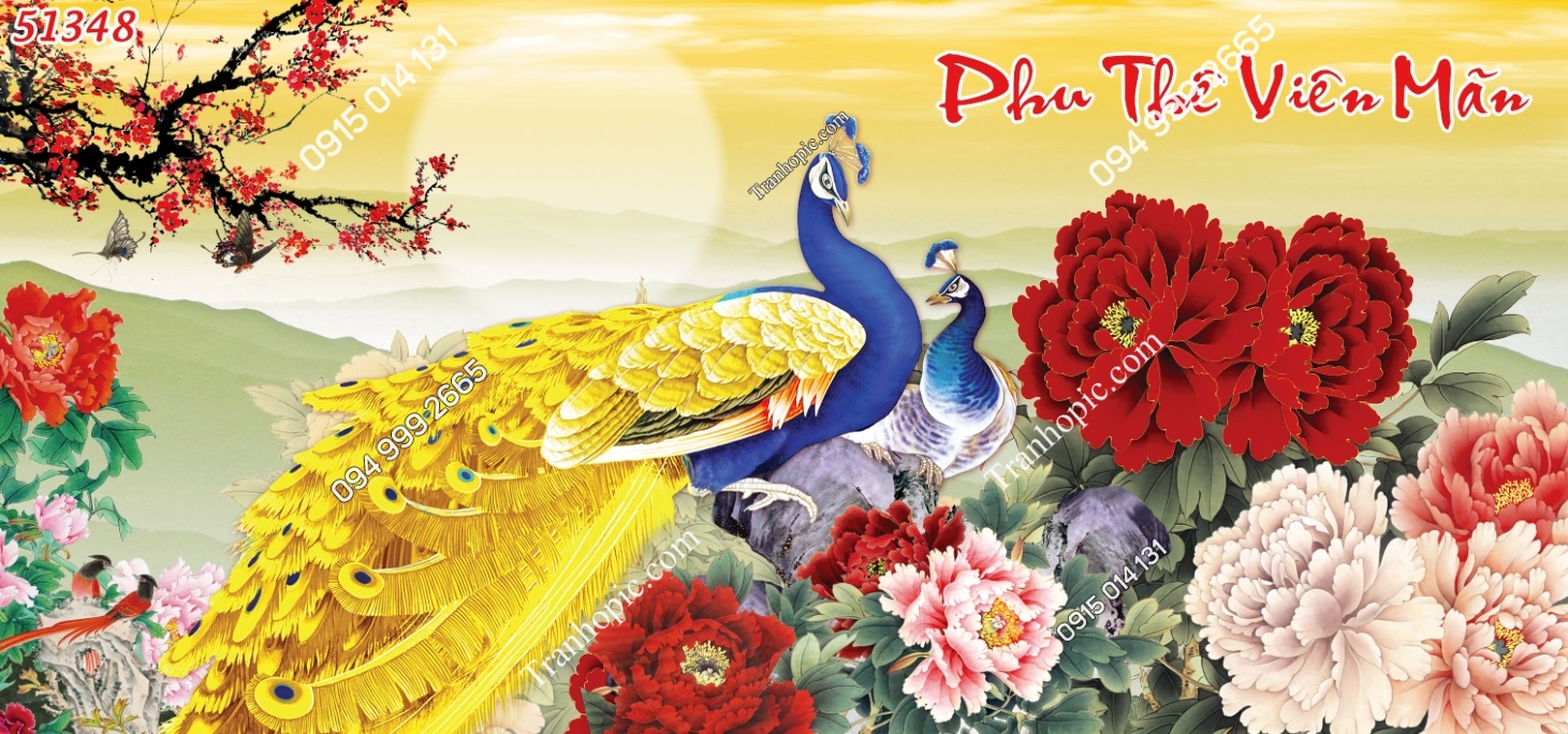 Tranh dán tường phu thê viên mãn phòng ngủ vợ chồng 51348