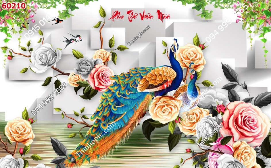 Tranh dán tường phu thê viên mãn phòng ngủ vợ chồng 60210