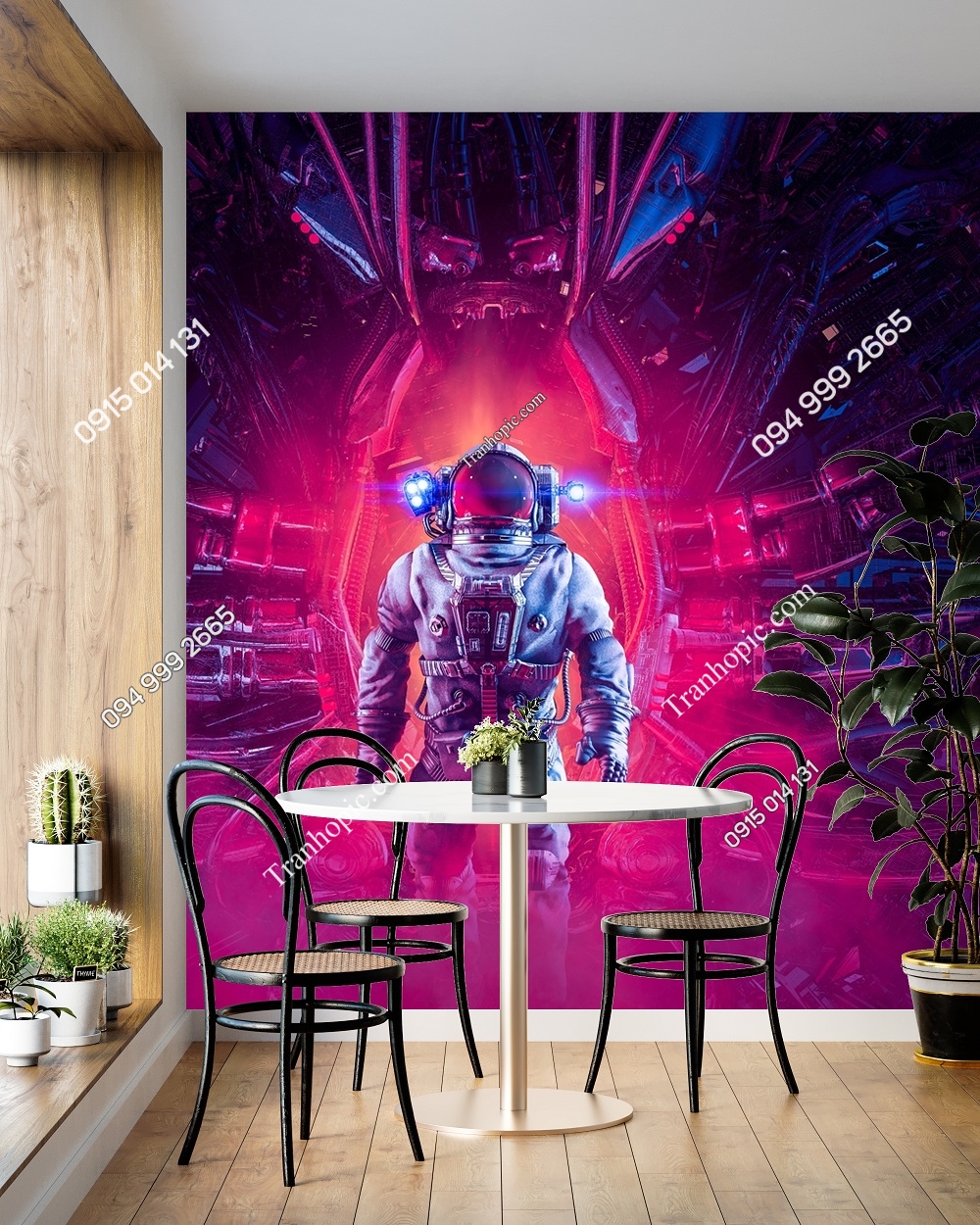 Tranh phi hành gia dán quán cafe 3147937756