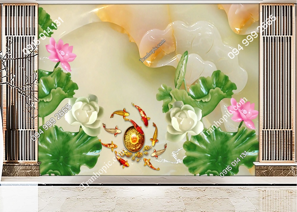 Tranh sen ngọc và cá chép 51237