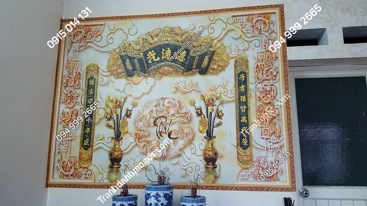 tranh bàn thờ gia tiên