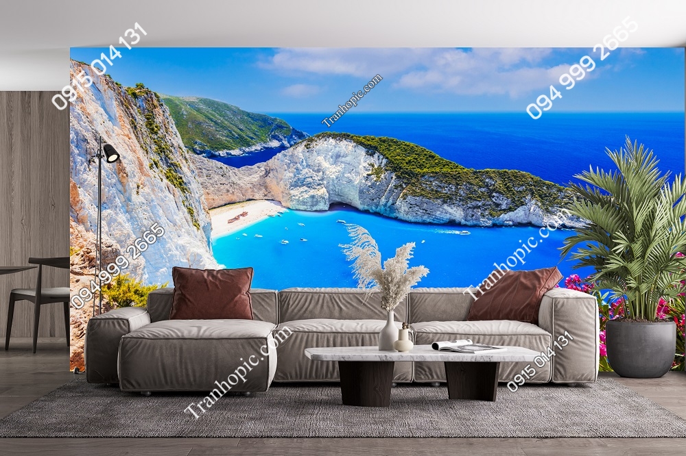 Tranh dán tường cảnh biển Zakynthos Hy Lạp đẹp 1955748667