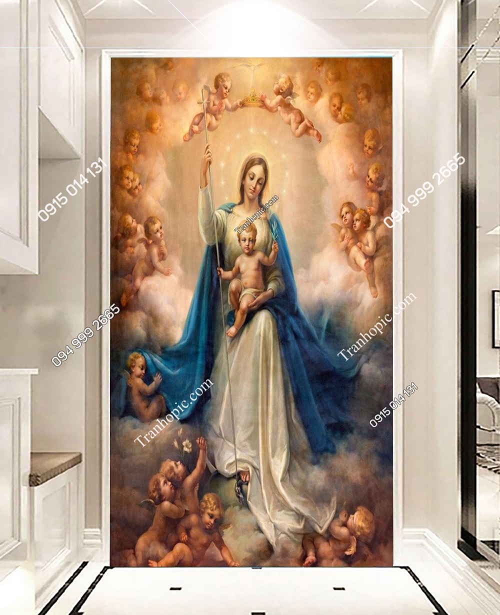 Tranh Dán Tường Đức Mẹ Maria Và Những Thiên Thần 2374542499