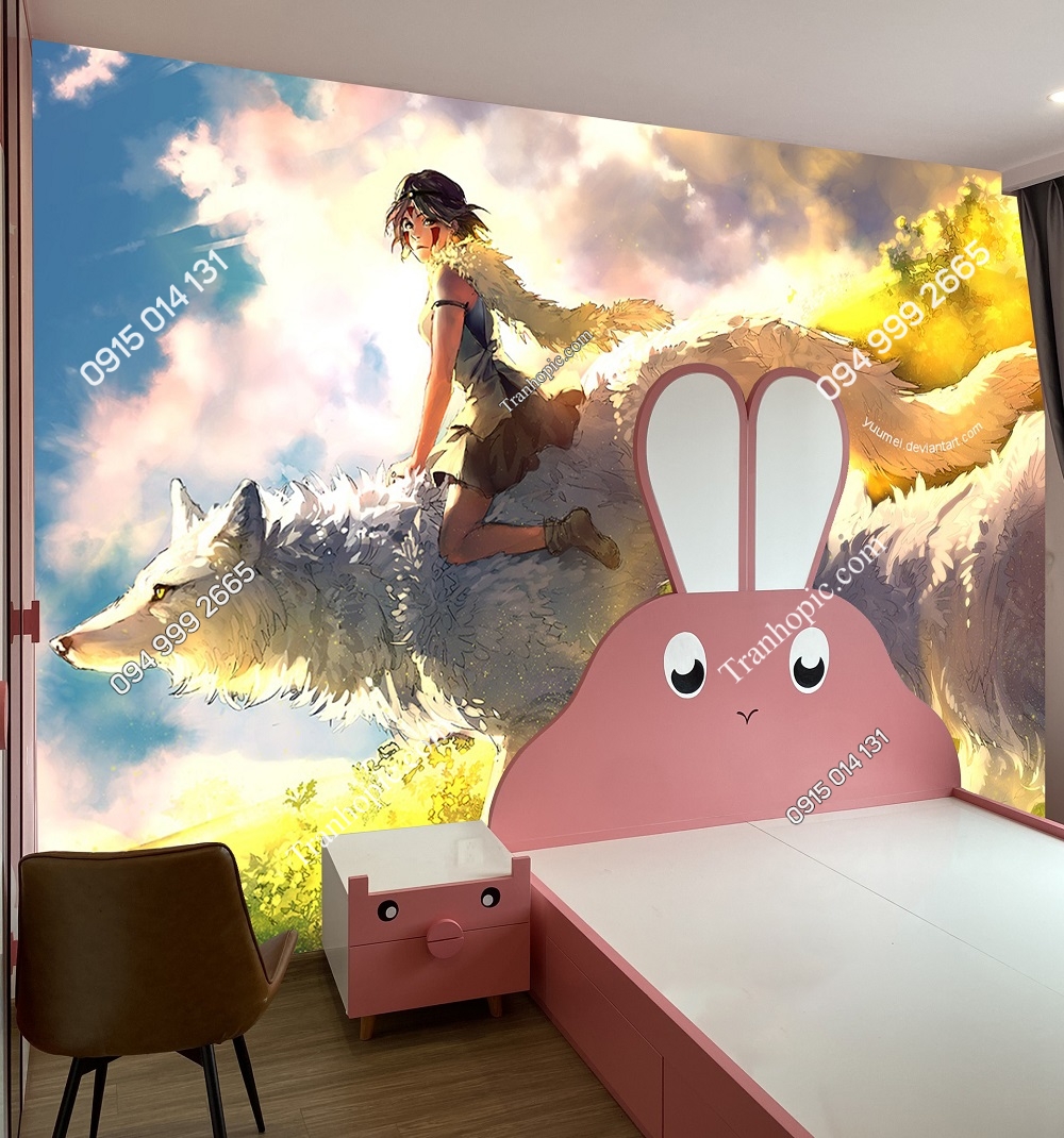 Tranh công chúa Mononoke dán tường phòng bé 909261