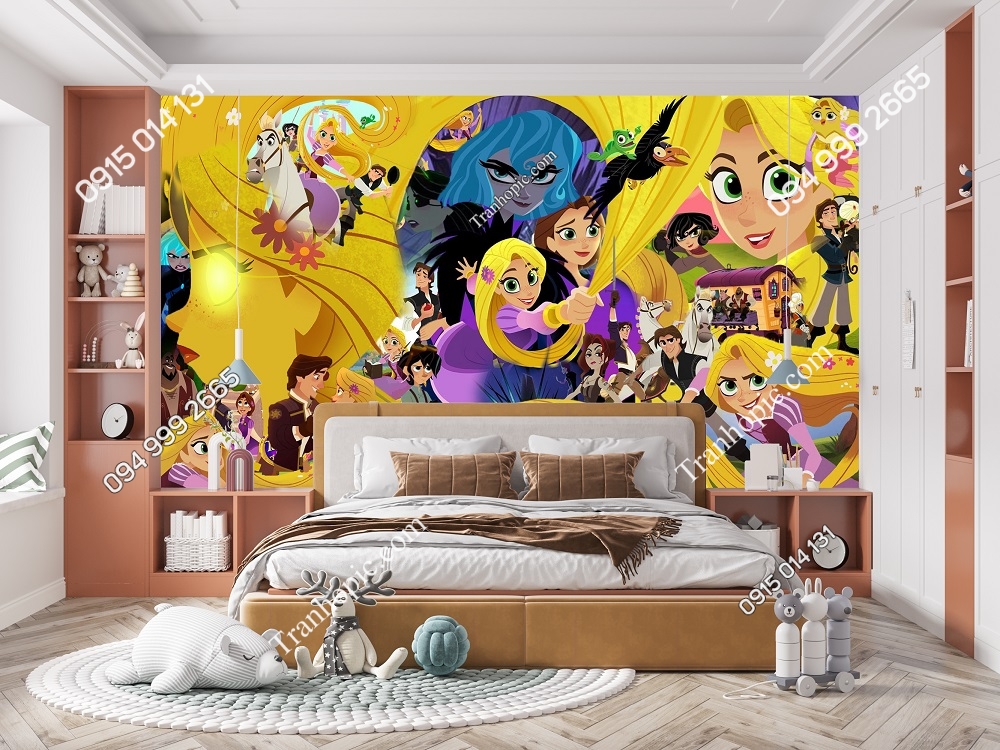 Tranh công chúa tóc mâyTangled dán tường phòng bé gái 1097066