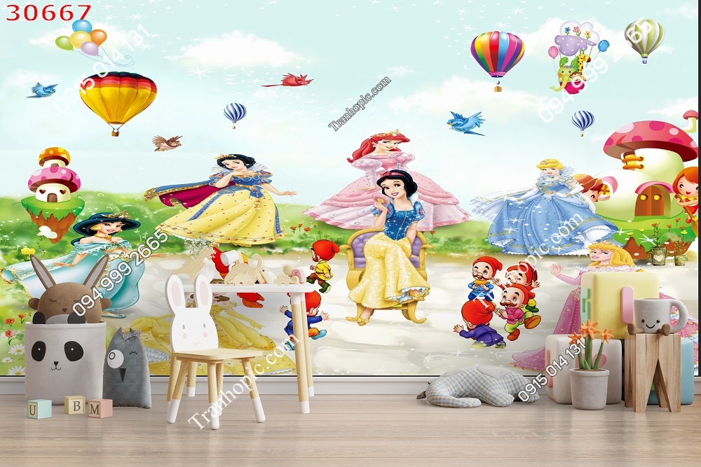 Tranh dán tường 5 công chúa và 7 chú lùn 30667