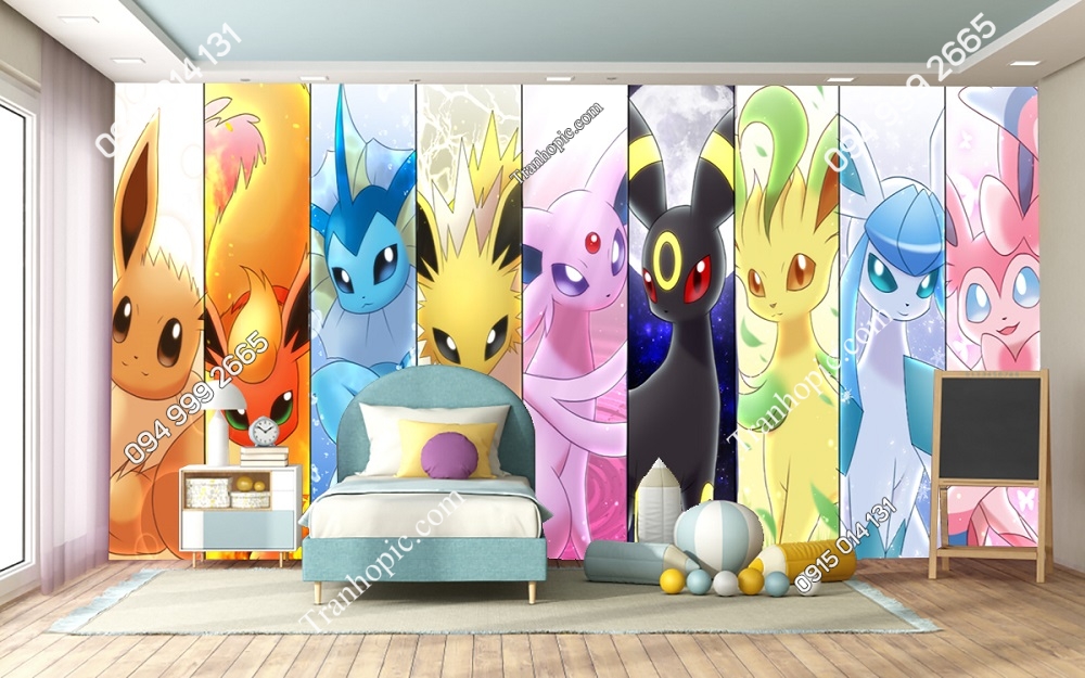Tranh dán tường 7 dạng pokemon Eevee 716564