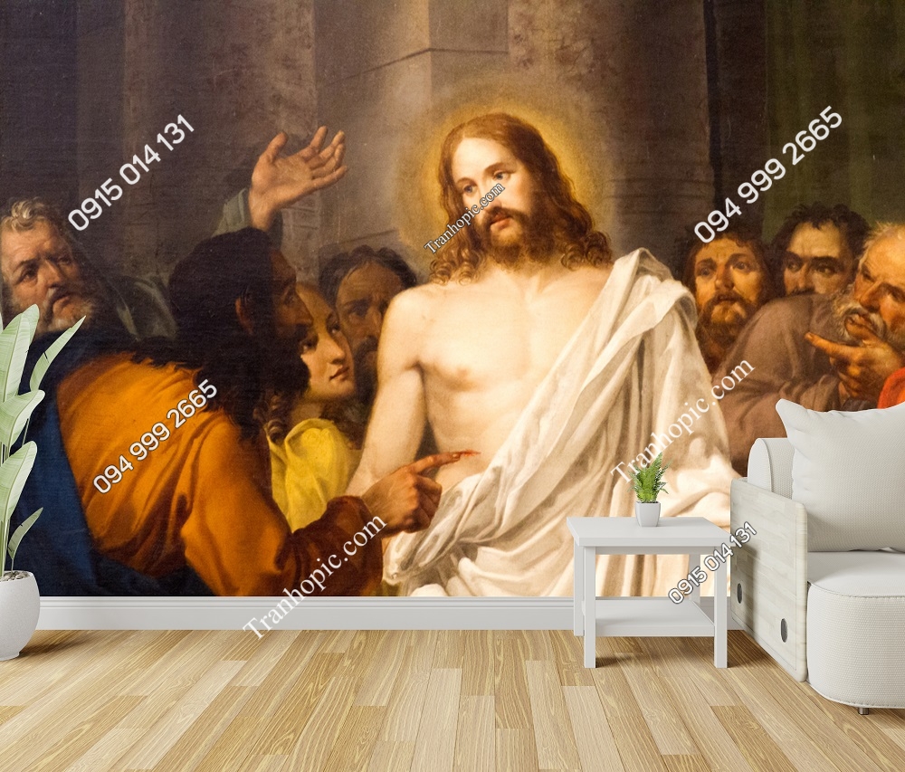 Tranh dán tường Chúa Giê-su Phục sinh cùng với sứ đồ Thomas và các sứ đồ khác của Sebastiano Santi 2055941626