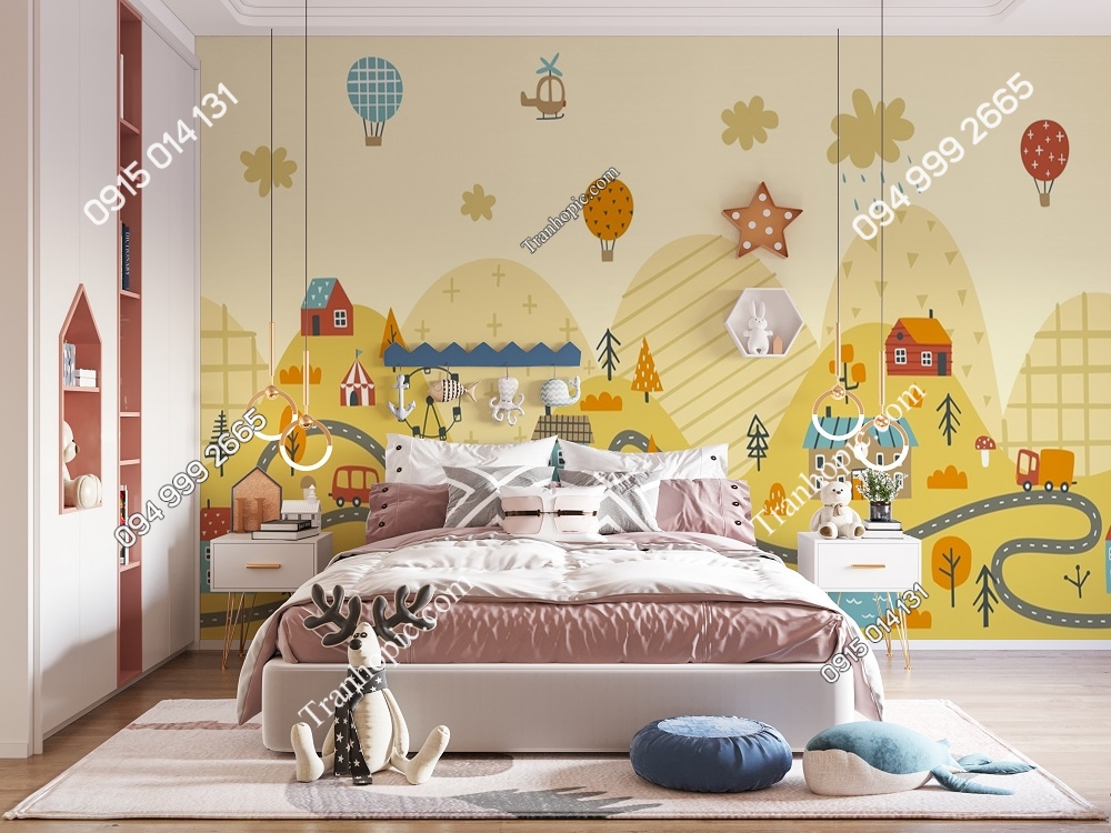 Tranh đường tàu uốn lượn quanh sườn núi tròn dán phòng bé 3117548272