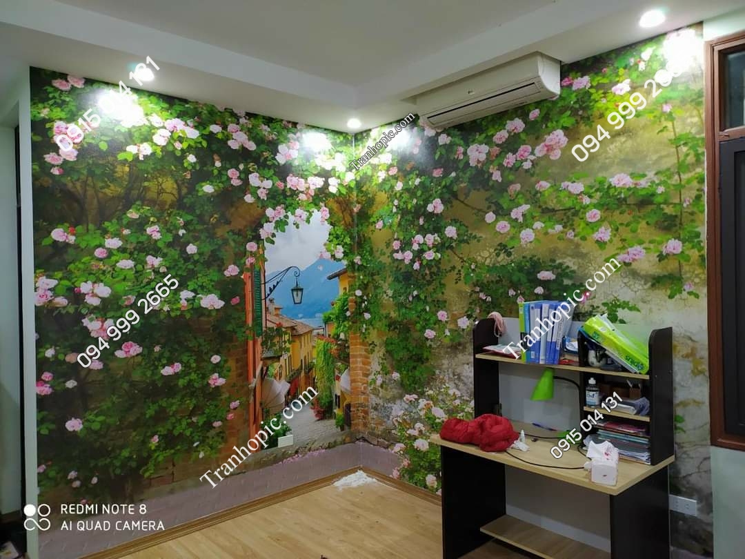 Tranh 3D tường hoa dây leo