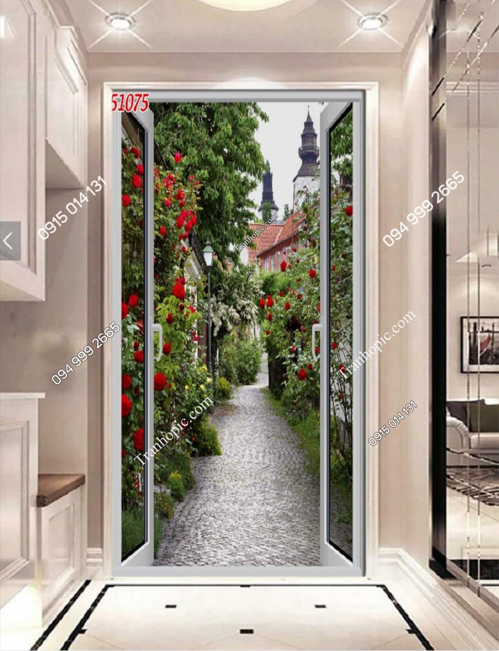 Tranh con đường hoa cửa sổ 51075