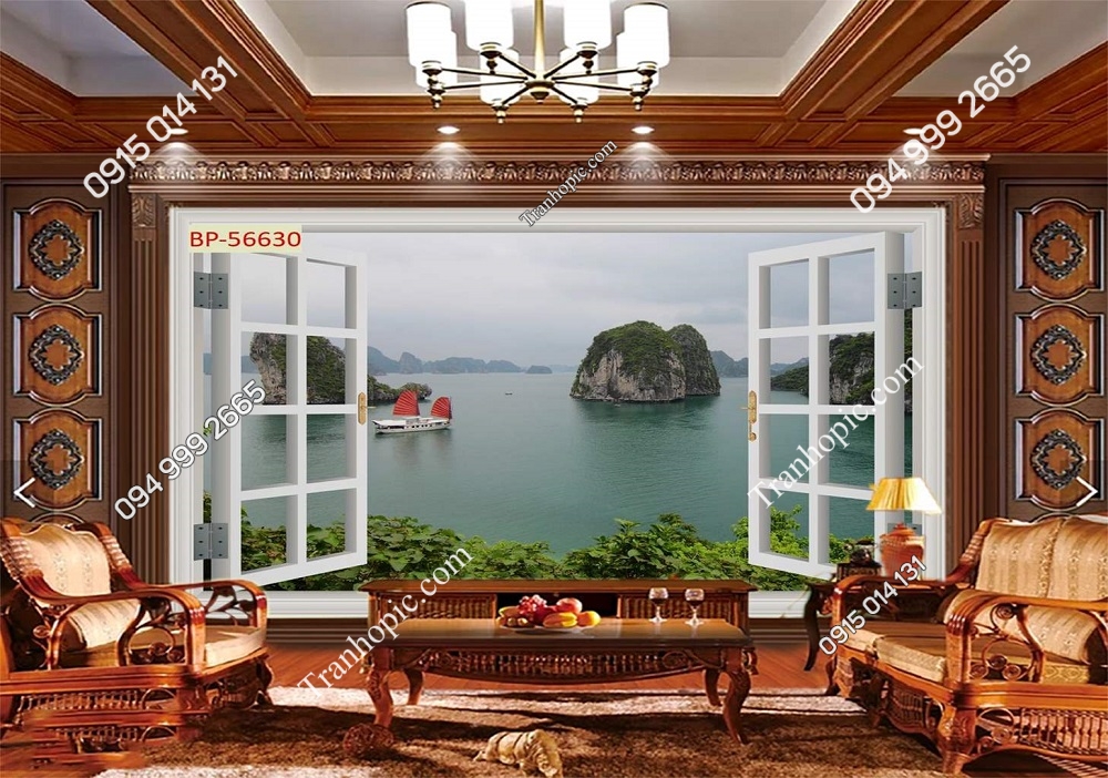 Tranh cửa sổ Vịnh Hạ Long dán tường 56630