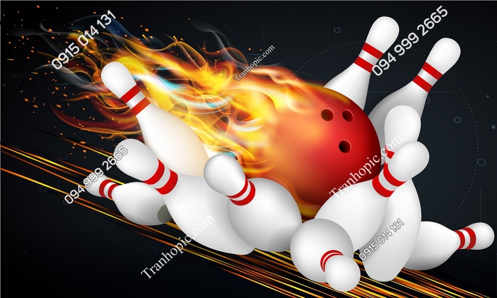 Tranh dán tường 3D hình quả bóng bowling đỏ 310733499
