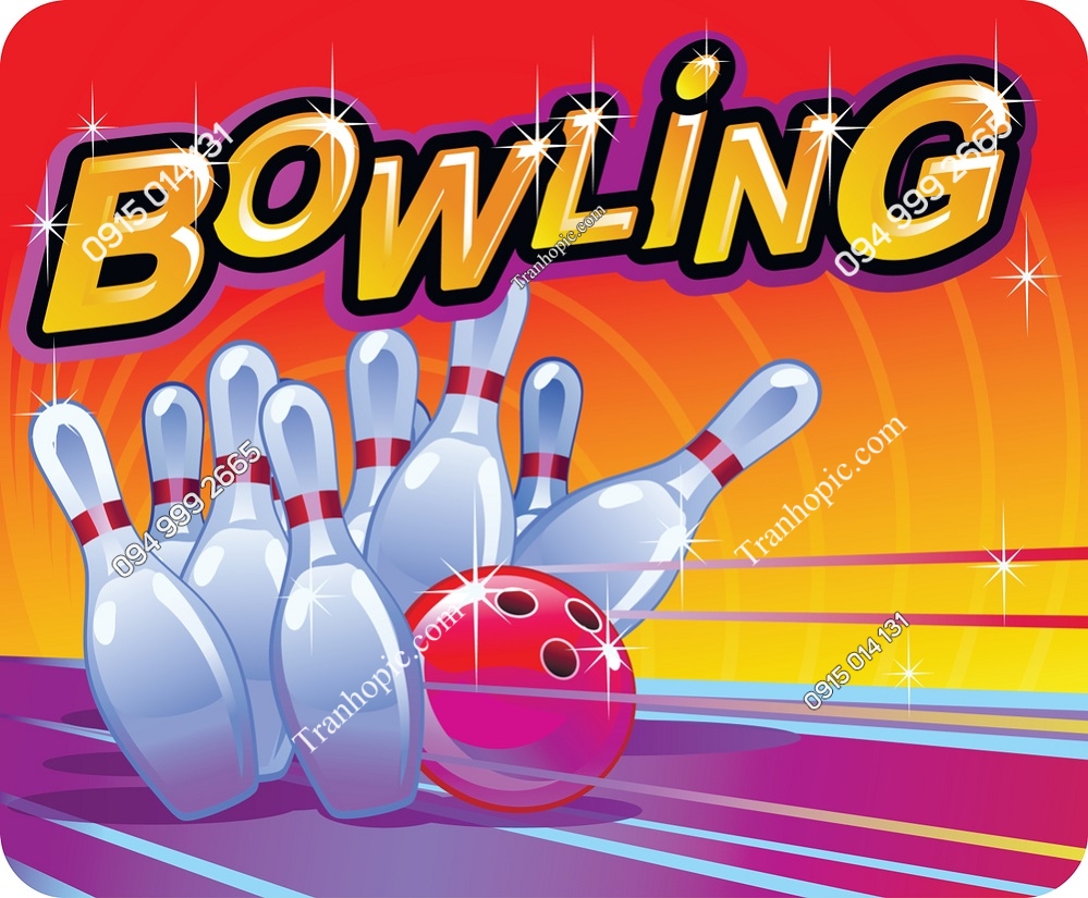 Tranh dán tường 3D hình quả bóng quán bowling đẹp 1423194777