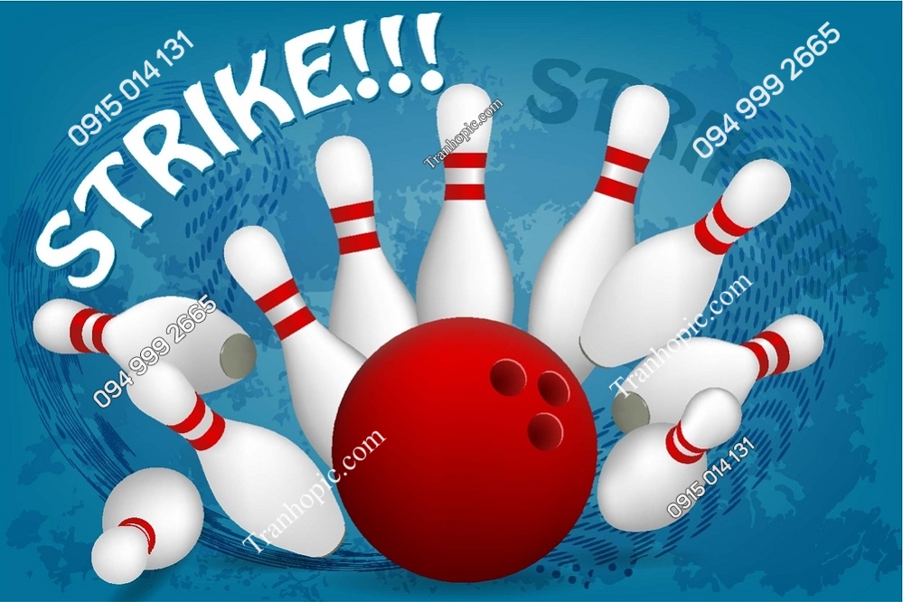 Tranh dán tường 3D hình quả bóng quán bowling đẹp 276989637