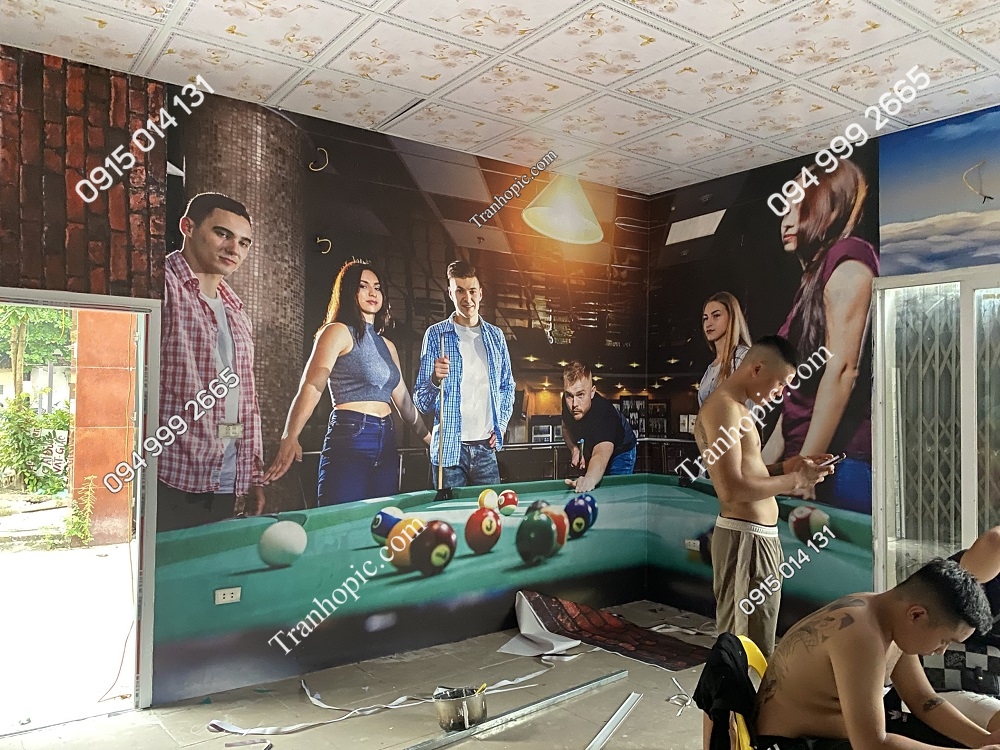 Tranh dán tường 3D quán bi-a đẹp