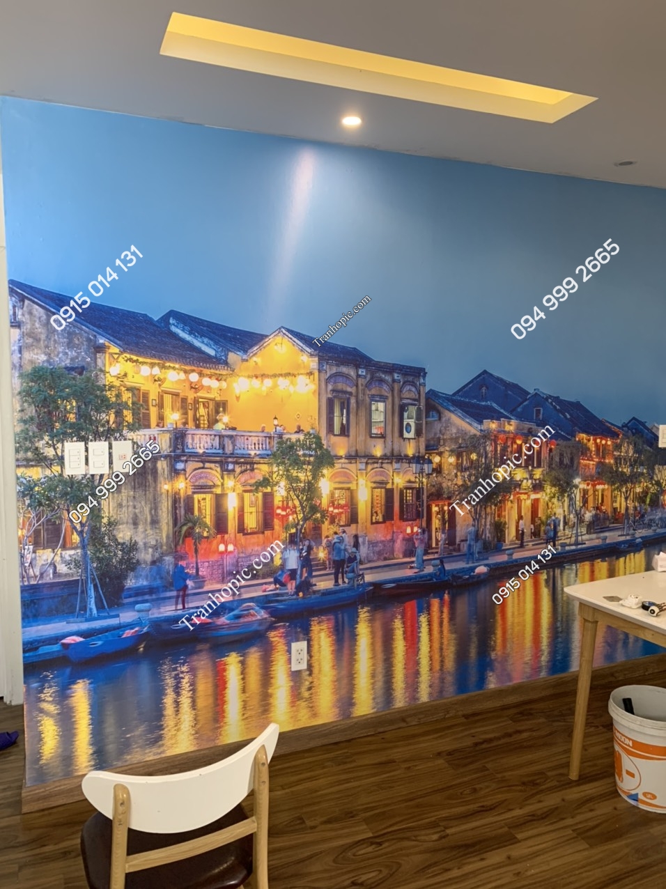 Tranh dán tường cảnh Hội An phòng bếp