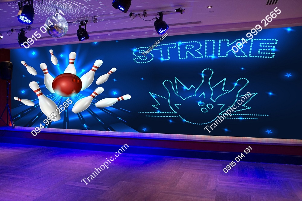 Tranh dán tường câu lạc bộ bowling kiểu đèn neong 571112319