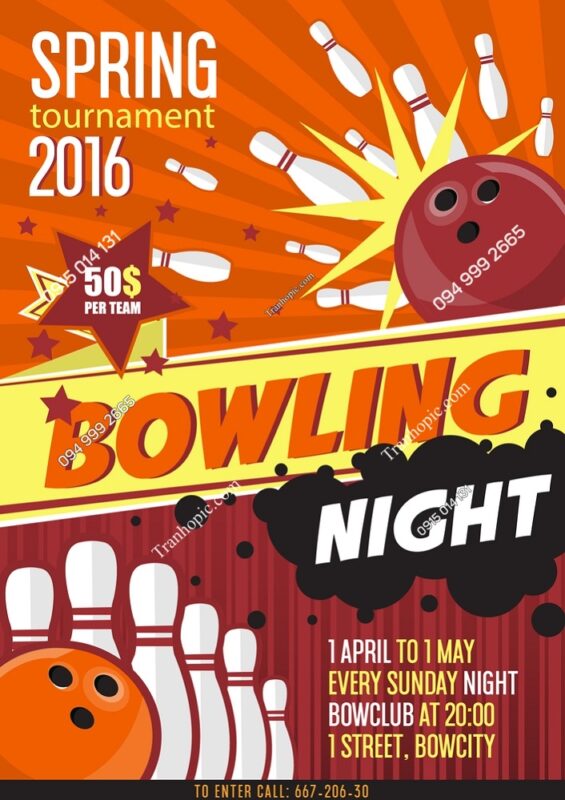 Tranh dán tường khổ dọc quán bowling đẹp 439471086