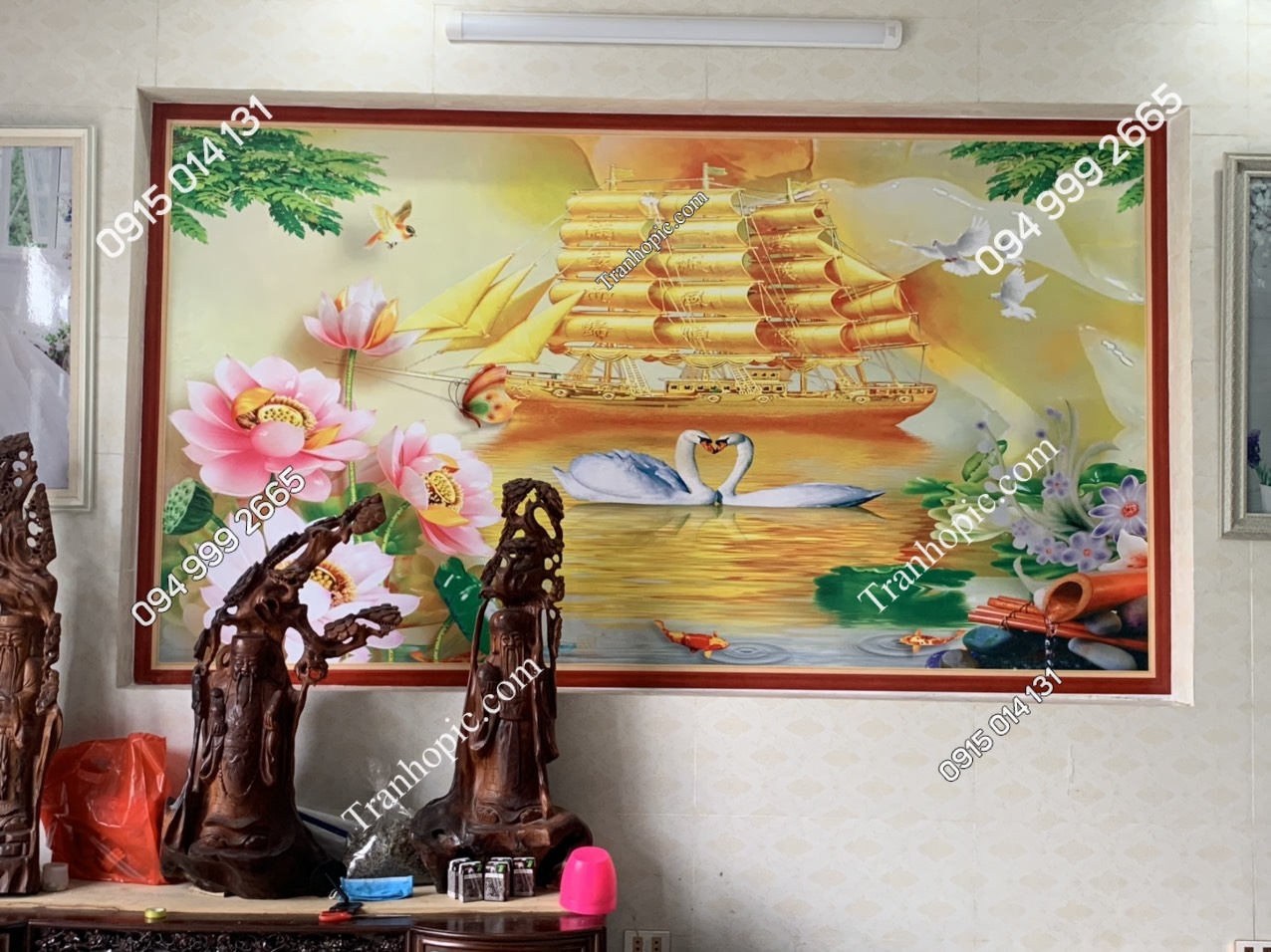Tranh dán tường phòng khách thiên nga