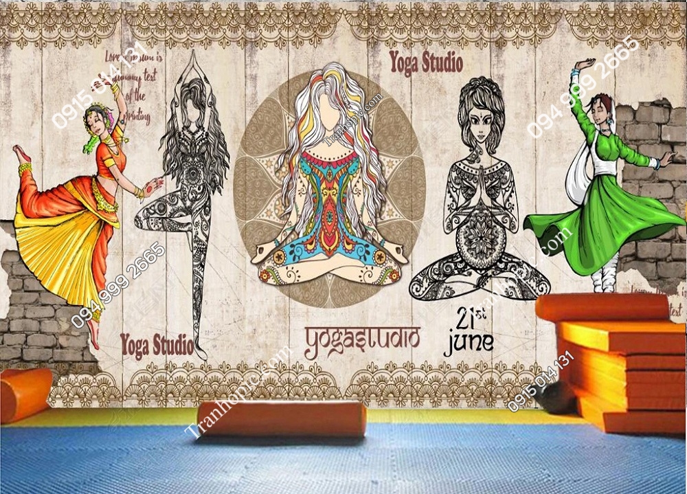 Tranh dán tường phòng tập Yoga Ấn độ OP_28648865
