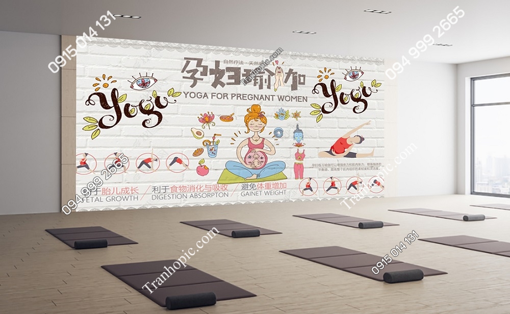 Tranh dán tường phòng tập yoga cho bà bầu OP_26920007