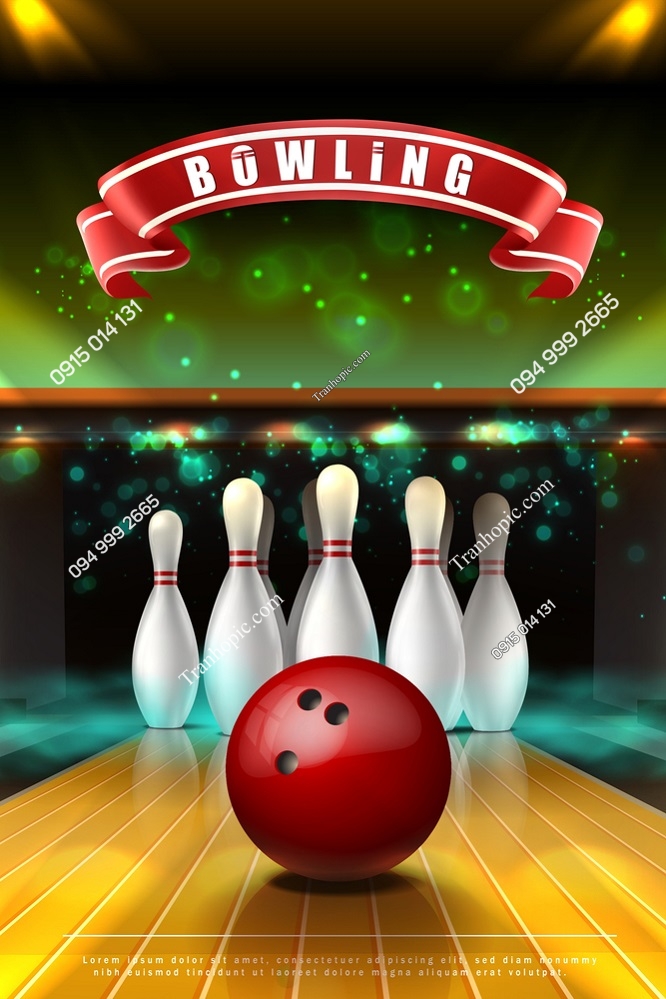 Tranh dán tường quán bowling khổ dọc 1888634298