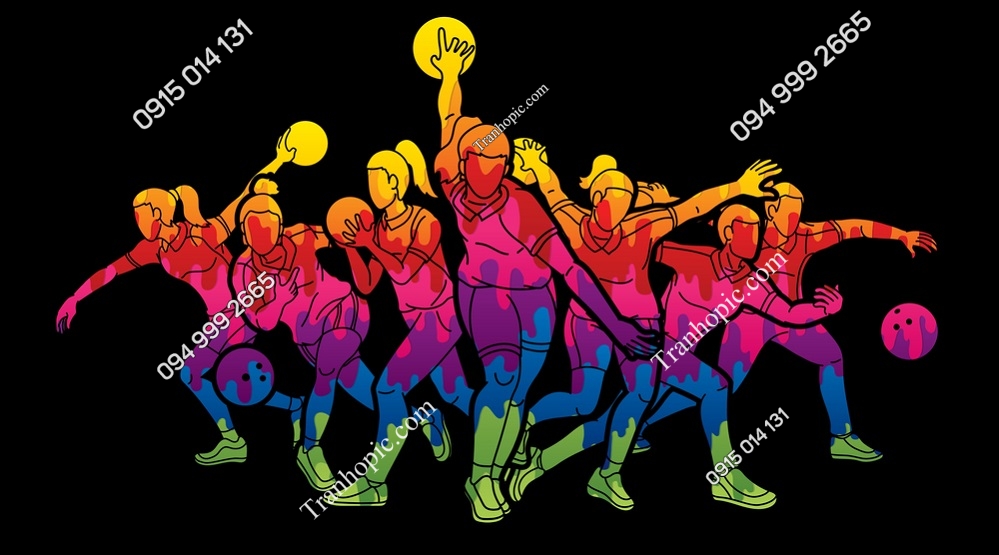 Tranh dán tường quán bowling nền đen đẹp 1987498726