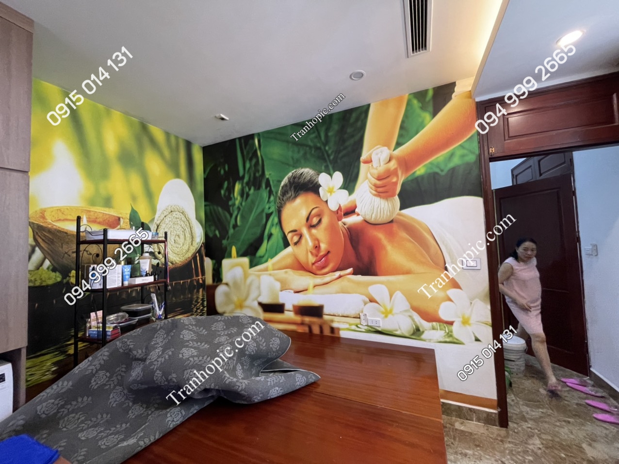 Tranh dán tường quán spa