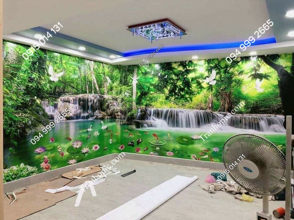Tranh dán tường thác nước khổ dài