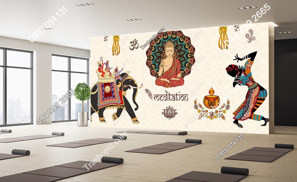 Tranh dán tường yoga phật thái lan OP_26906228