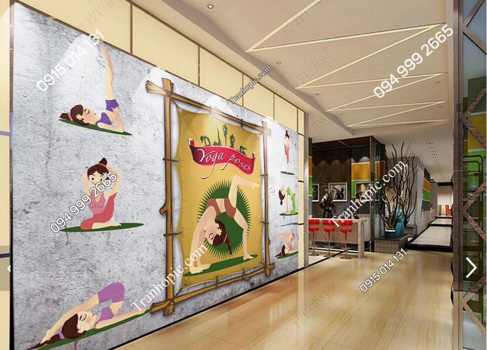 Tranh yoga kiểu vẽ dán tường OP_26334311