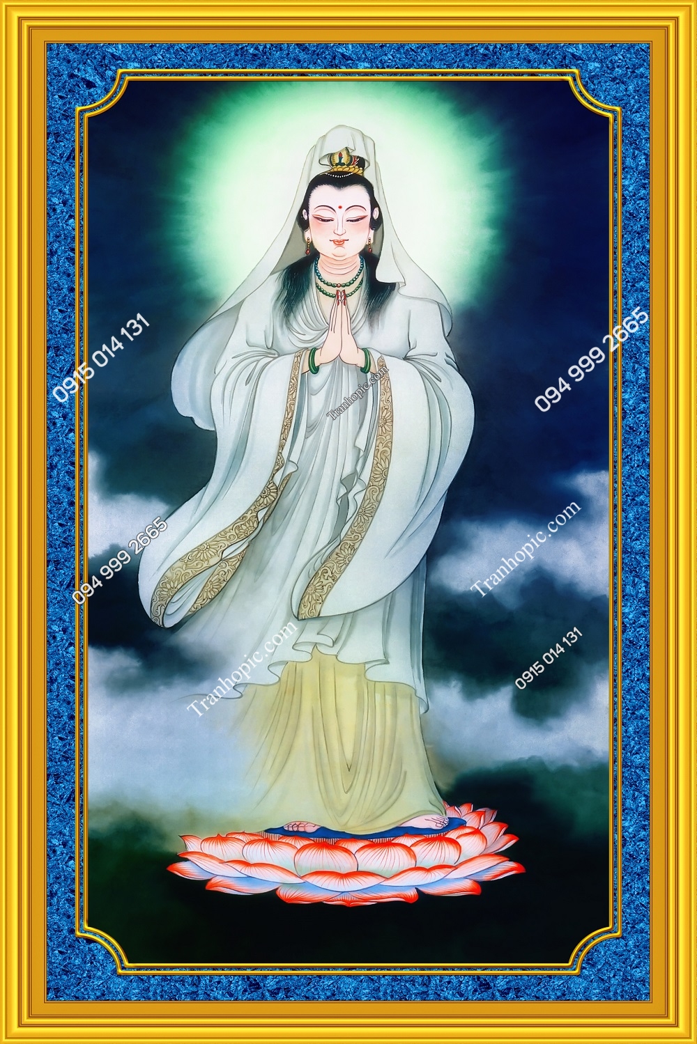 Tranh dán tường Quan Thế Âm Bồ Tát khổ dọc đẹp BT18