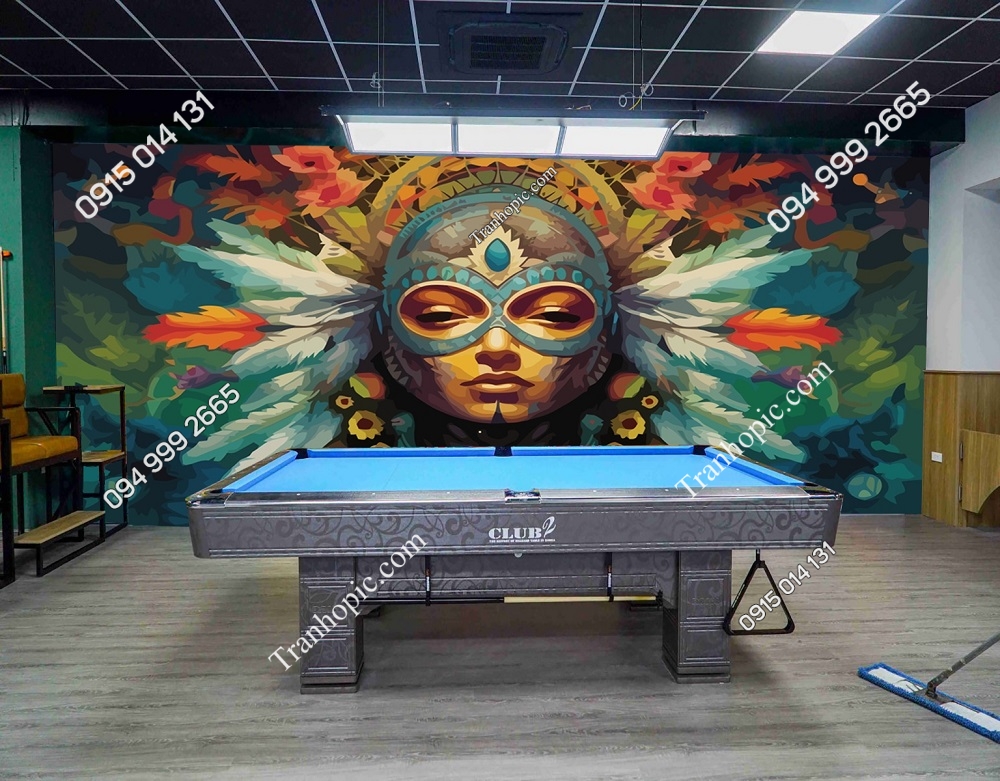Tranh dán tường thổ dân 3D đẹp cho quán bida 2311341223