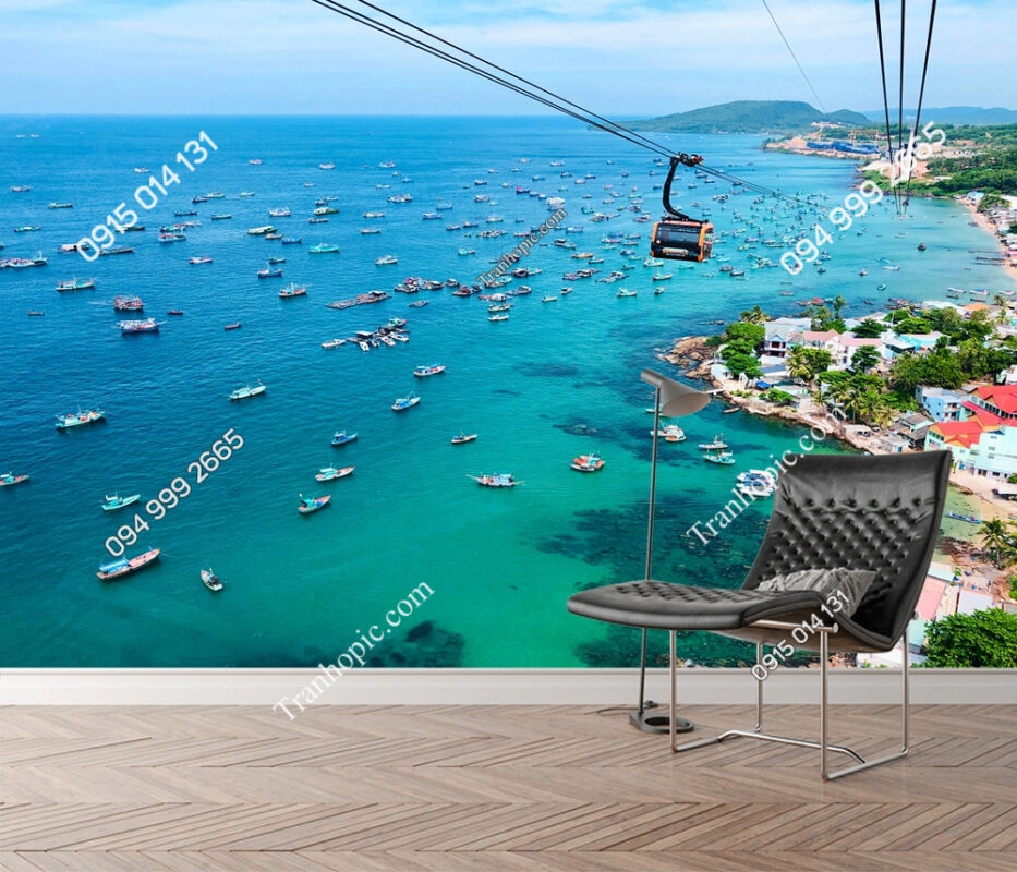Tranh dán tường cảnh biển cáp treo phú quốc kiên giang 2276047293