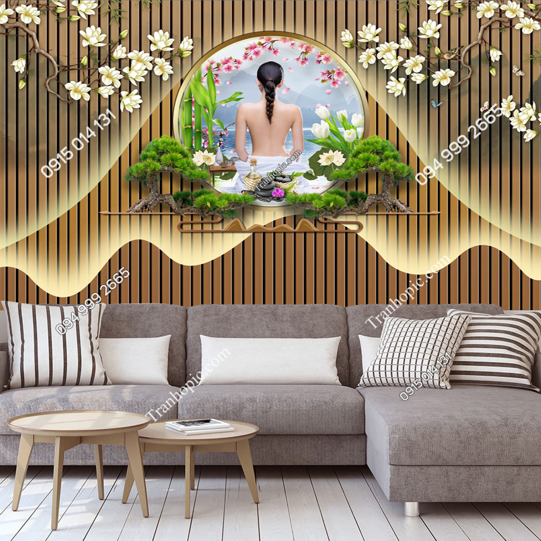 Tranh dán tường phòng chờ spa dưỡng sinh 2732024 (2)