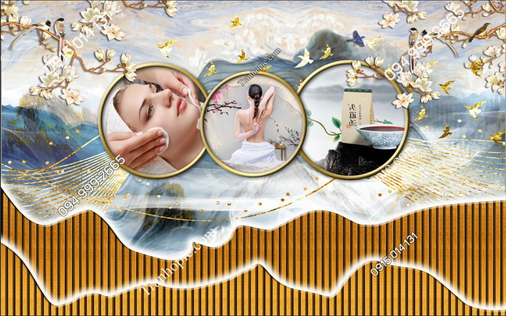 Tranh tường trang trí tiệm spa dưỡng sinh đông y 2732024 (24)