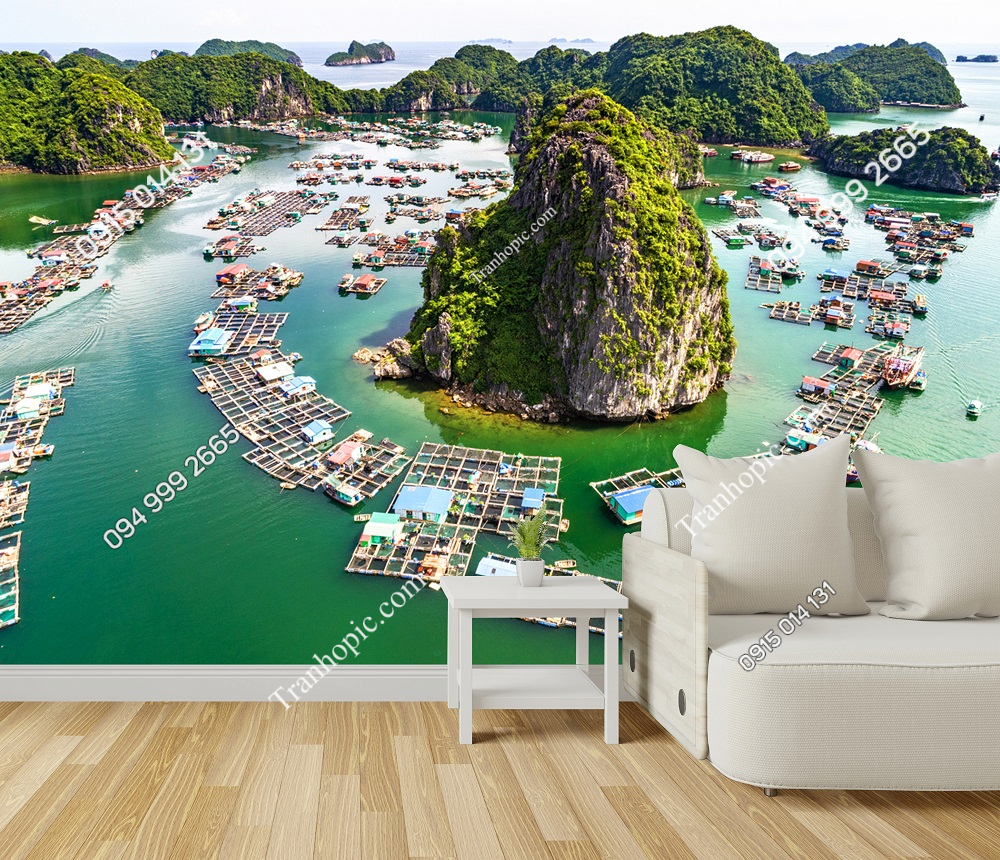 Tranh dán tường làng chài Quảng Ninh 834037539