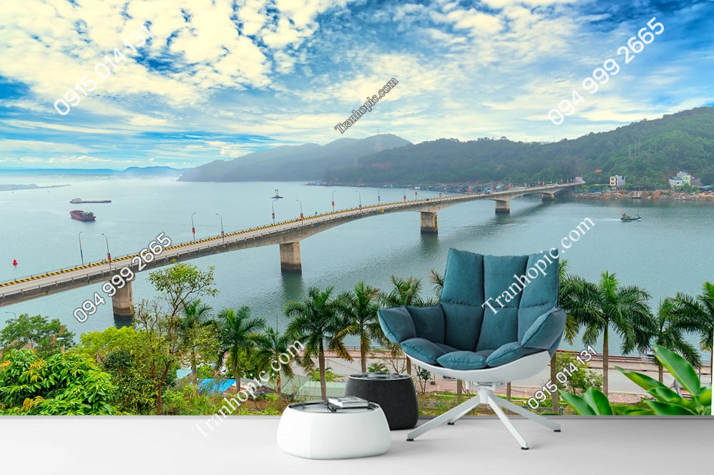 Tranh dán tường toàn cảnh cầu Vân Đồn kết nối Cẩm Phả Quảng Ninh 2883166071