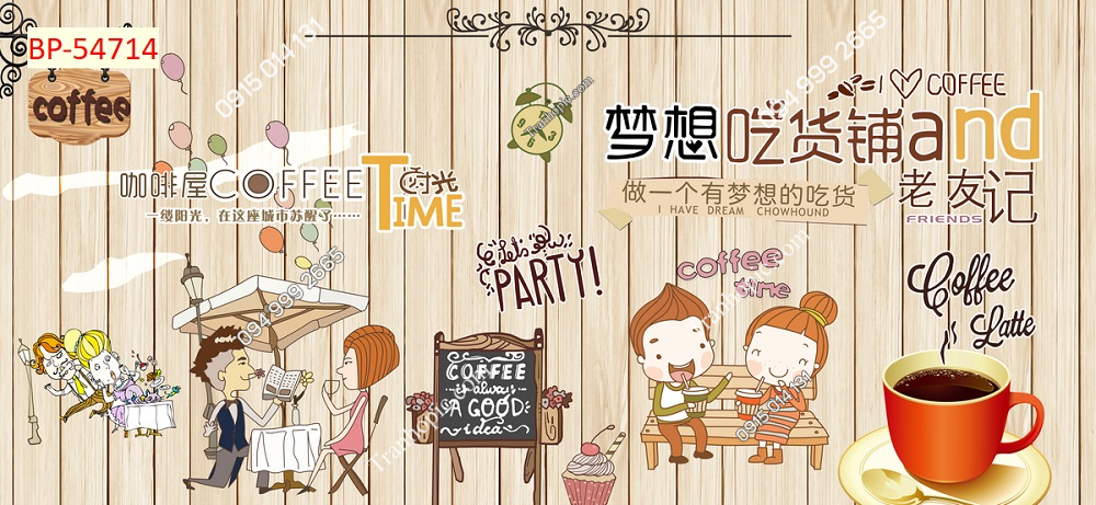 Tranh dán tường trà sữa cute 54714
