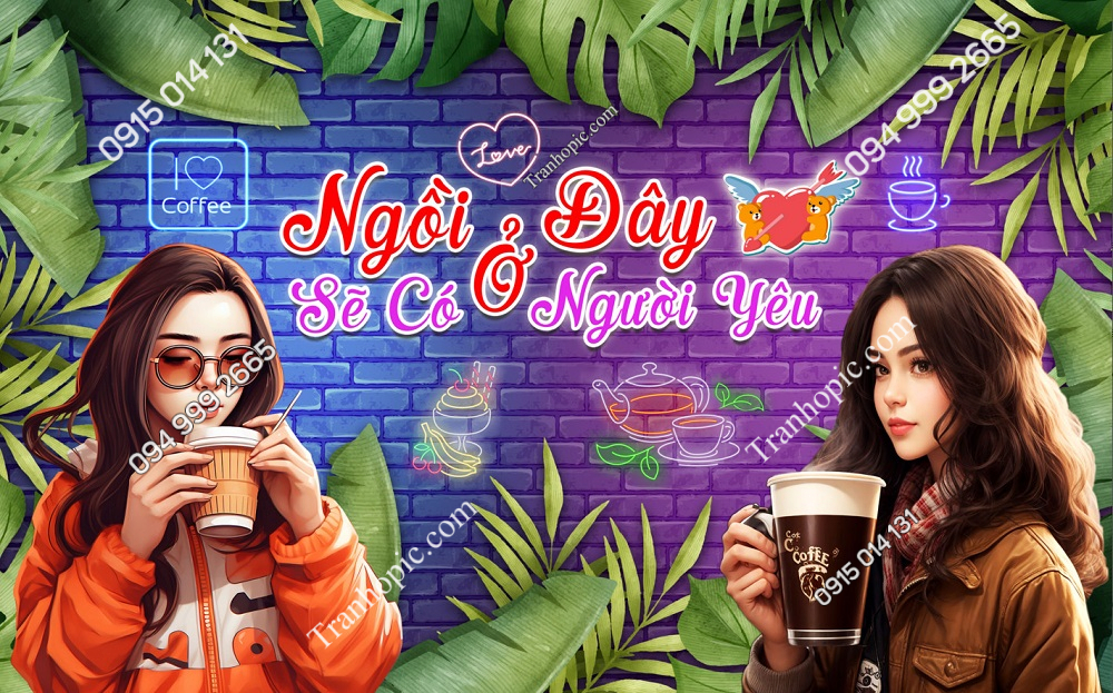 Tranh nền tường trang trí quán trà sữa GMD2342024 (1)